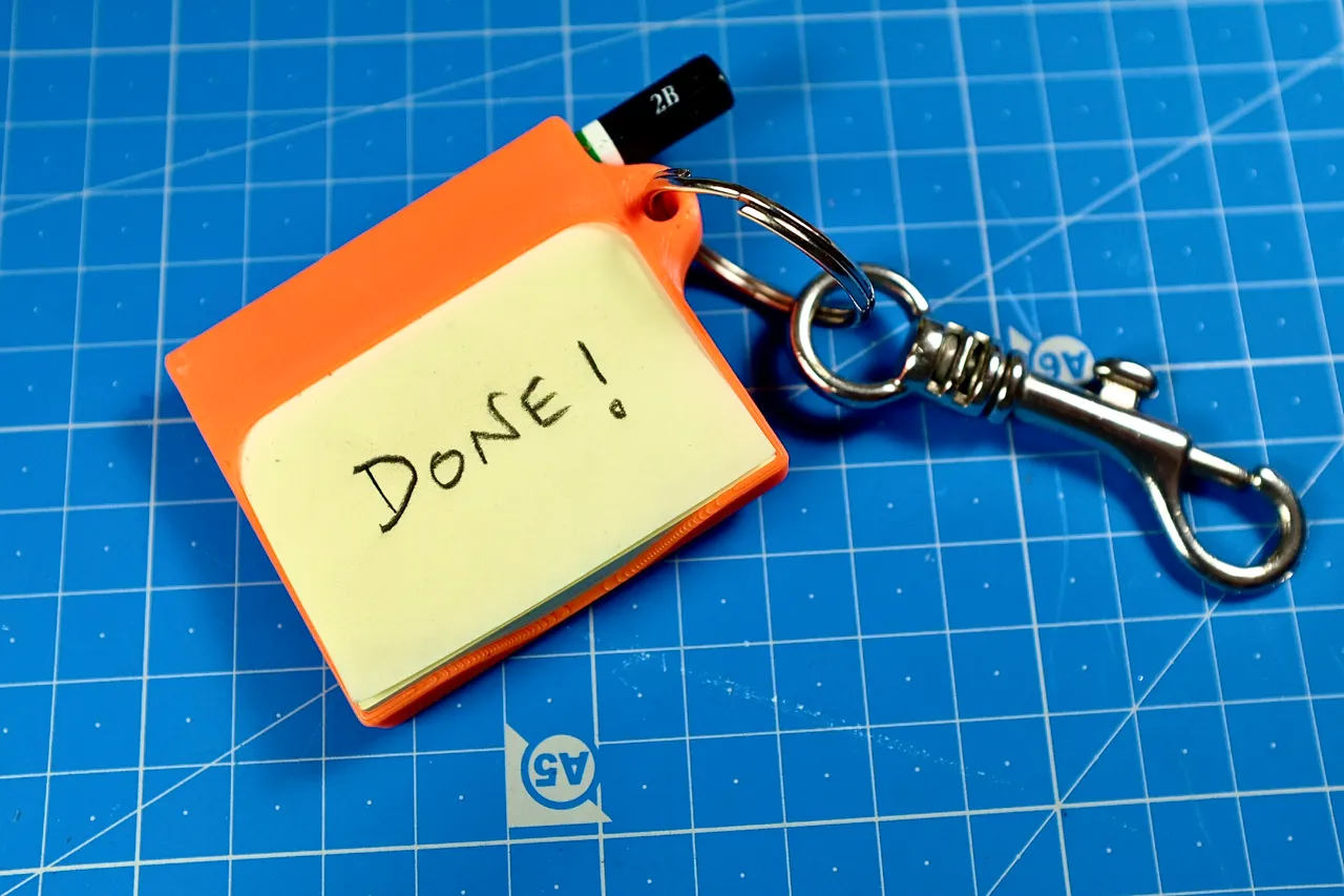 Mini Post-it notes and pencil key chain by Cask_tools, Download free STL  model